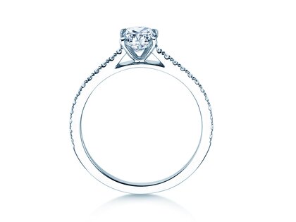 Engagement ring Cushion Pavé in 14K white gold with lab-grown diamonds 1.22ct E/VS