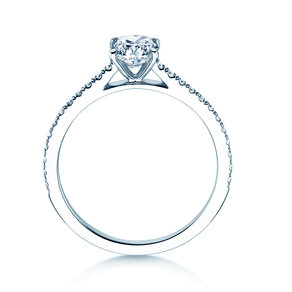 Engagement ring Cushion Pavé in 14K white gold with lab-grown diamonds 1.22ct E/VS