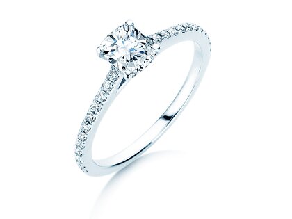 Engagement ring Cushion Pavé in 14K white gold with lab-grown diamonds 1.22ct E/VS