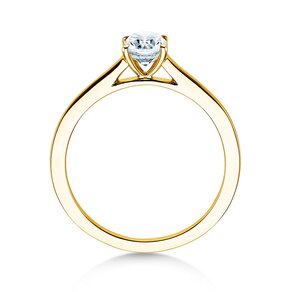 Engagement ring Cushion in 9K yellow gold with lab-grown diamond 0.50ct E/VS