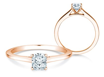 Engagement ring Cushion in 14K rosé gold with diamond 0.70ct G/SI
