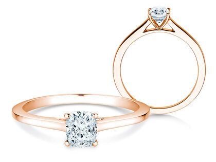 Engagement ring Cushion in 14K rosé gold with diamond 0.50ct G/SI