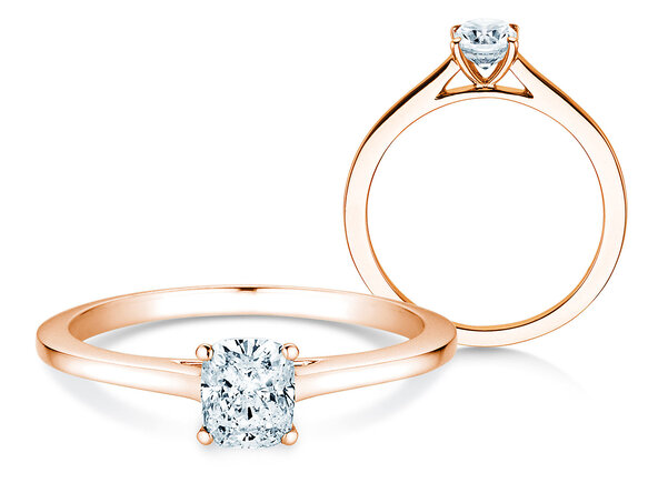 Engagement ring Cushion in 14K rosé gold with diamond 0.50ct G/SI