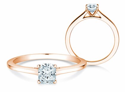Engagement ring Cushion in 14K rosé gold with diamond 0.30ct G/SI