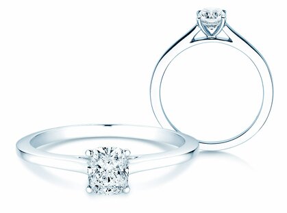 Engagement ring Cushion in platinum 950/- with diamond 0.30ct G/SI