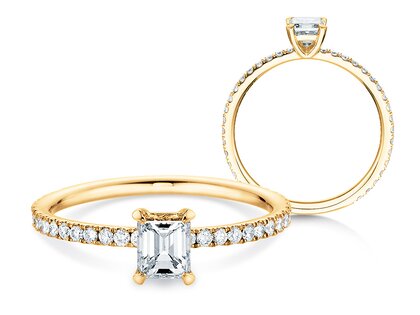 Engagement ring Elaine in 14K yellow gold with diamonds 0.86ct G/VS