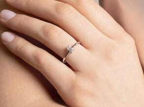 Engagement ring Emerald Cross in 14K yellow gold with diamond 0.25ct G/VS