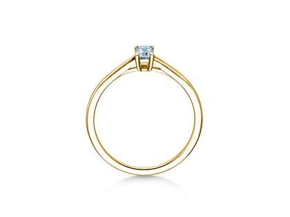 Engagement ring Emerald Cross in 14K yellow gold with diamond 0.25ct G/VS