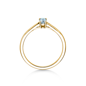 Engagement ring Emerald Cross in 14K yellow gold with diamond 0.25ct G/VS