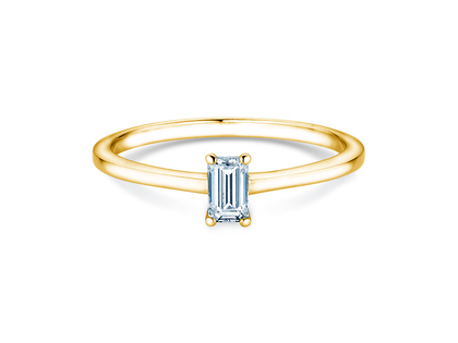 Engagement ring Emerald Cross in 14K yellow gold with diamond 0.25ct G/VS