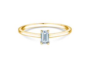 Engagement ring Emerald Cross in 14K yellow gold with diamond 0.25ct G/VS
