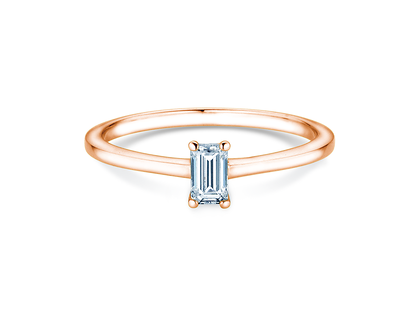 Engagement ring Emerald Cross in 9K rosé gold with lab-grown diamond 0.50ct E/VS