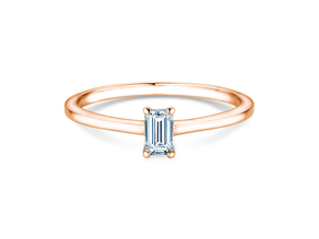 Engagement ring Emerald Cross in 9K rosé gold with lab-grown diamond 0.50ct E/VS