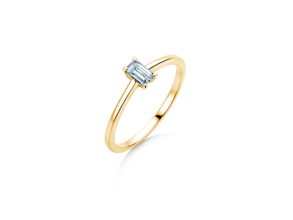 Engagement ring Emerald Cross in 14K yellow gold with diamond 0.25ct G/VS
