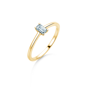 Engagement ring Emerald Cross in 14K yellow gold with diamond 0.25ct G/VS