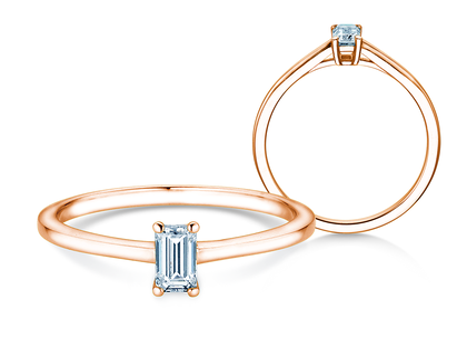 Engagement ring Emerald Cross in 9K rosé gold with lab-grown diamond 0.50ct E/VS