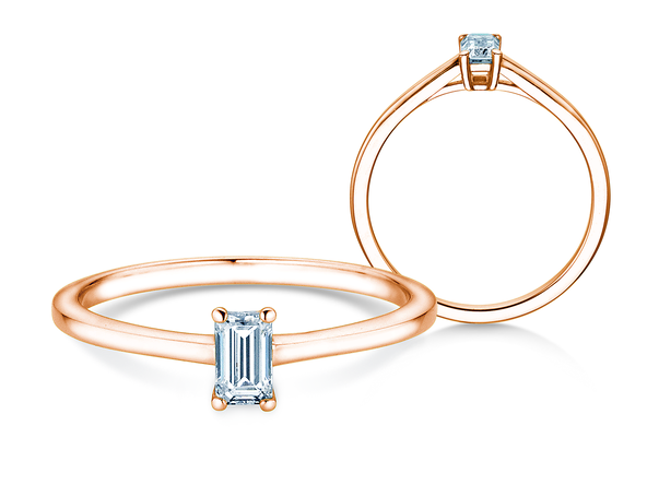 Engagement ring Emerald Cross in 9K rosé gold with lab-grown diamond 0.50ct E/VS