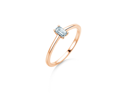 Engagement ring Emerald Cross in 9K rosé gold with lab-grown diamond 0.50ct E/VS