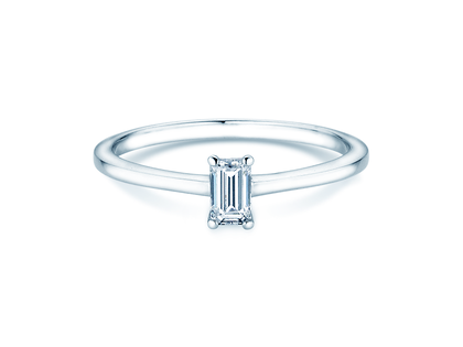 Engagement ring Emerald Cross in 9K white gold with lab-grown diamond 0.50ct E/VS