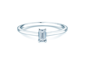 Engagement ring Emerald Cross in 9K white gold with lab-grown diamond 0.50ct E/VS