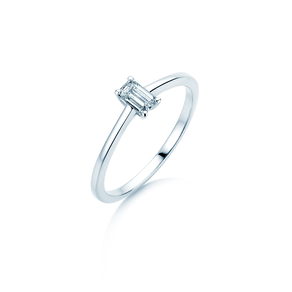 Engagement ring Emerald Cross in 9K white gold with lab-grown diamond 0.50ct E/VS