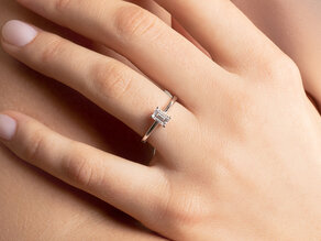 Engagement ring Emerald Cross in 18K white gold with diamond 1.00ct G/VS