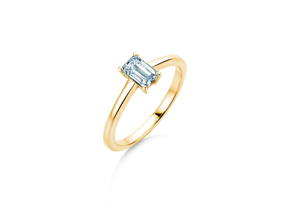 Engagement ring Emerald Cross in 18K yellow gold with lab-grown diamond 1.00ct E/VS