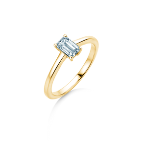 Engagement ring Emerald Cross in 18K yellow gold with lab-grown diamond 1.00ct E/VS