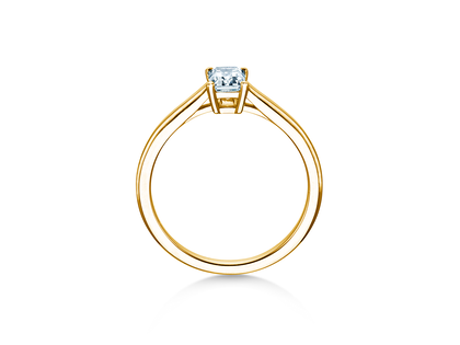 Engagement ring Emerald Cross in 18K yellow gold with lab-grown diamond 1.00ct E/VS