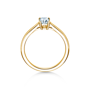 Engagement ring Emerald Cross in 18K yellow gold with lab-grown diamond 1.00ct E/VS