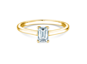 Engagement ring Emerald Cross in 18K yellow gold with lab-grown diamond 1.00ct E/VS