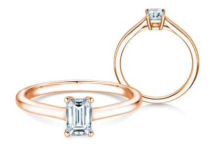 Engagement ring Emerald Cross in 9K rosé gold with lab-grown diamond 1.50ct D/IF