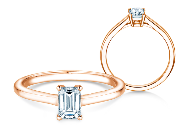 Engagement ring Emerald Cross in 18K rosé gold with lab-grown diamond 1.00ct E/VS
