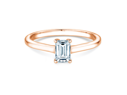 Engagement ring Emerald Cross in 18K rosé gold with lab-grown diamond 1.00ct E/VS