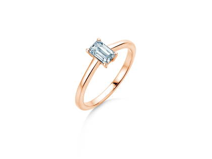 Engagement ring Emerald Cross in 18K rosé gold with lab-grown diamond 1.00ct E/VS