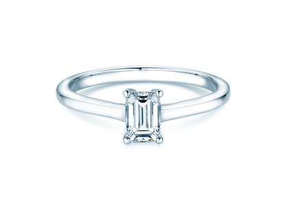 Engagement ring Emerald Cross in 9K white gold with lab-grown diamond 1.50ct E/VS