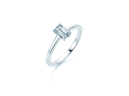 Engagement ring Emerald Cross in 9K white gold with lab-grown diamond 1.50ct E/VS