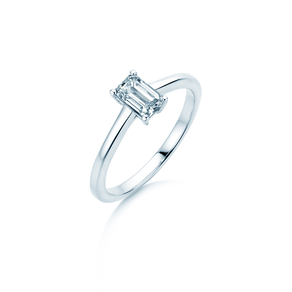 Engagement ring Emerald Cross in 9K white gold with lab-grown diamond 1.50ct E/VS