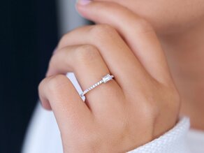 Engagement ring Emerald-Cut in 14K white gold with diamonds 0.51ct G/VS