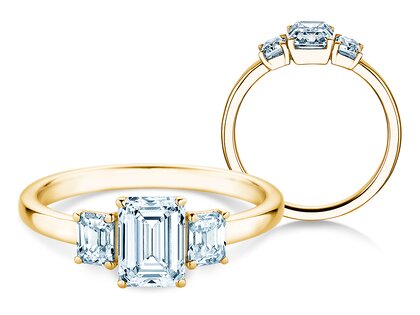Engagement ring Emerald Eden in 9K yellow gold with lab-grown diamonds 0.46ct E/VS