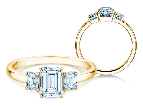 Engagement ring Emerald Eden in 9K yellow gold with lab-grown diamonds 0.46ct E/VS