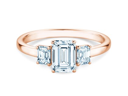 Engagement ring Emerald Eden in 14K rosé gold with lab-grown diamonds 0.74ct E/VS