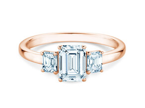 Engagement ring Emerald Eden in 14K rosé gold with lab-grown diamonds 0.74ct E/VS