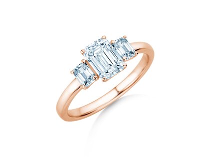 Engagement ring Emerald Eden in 14K rosé gold with lab-grown diamonds 0.74ct E/VS