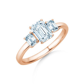 Engagement ring Emerald Eden in 14K rosé gold with lab-grown diamonds 0.74ct E/VS
