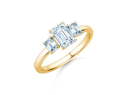 Engagement ring Emerald Eden in 9K yellow gold with lab-grown diamonds 0.46ct E/VS