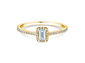 Engagement ring Emerald Halo Pavé in 14K yellow gold with diamonds 0.75ct G/VS