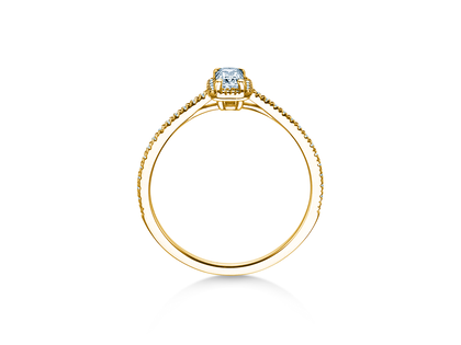Engagement ring Emerald Halo Pavé in 14K yellow gold with diamonds 0.75ct G/VS
