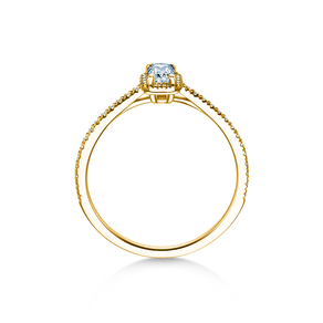 Engagement ring Emerald Halo Pavé in 14K yellow gold with diamonds 0.75ct G/VS