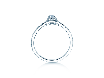 Engagement ring Emerald Halo Pavé in 14K white gold with diamonds 0.75ct G/VS